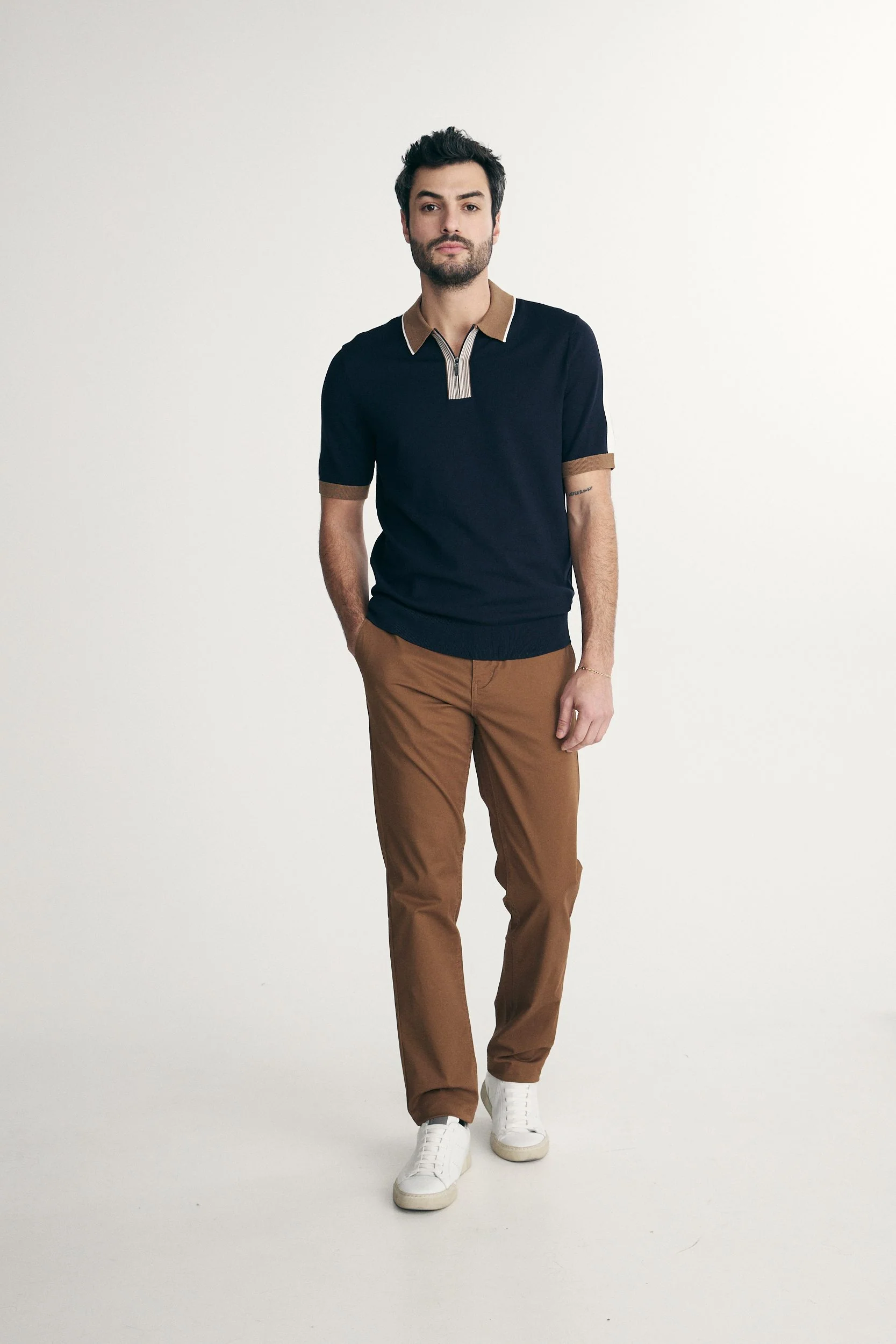 Color blocking knitted polo - Image 3