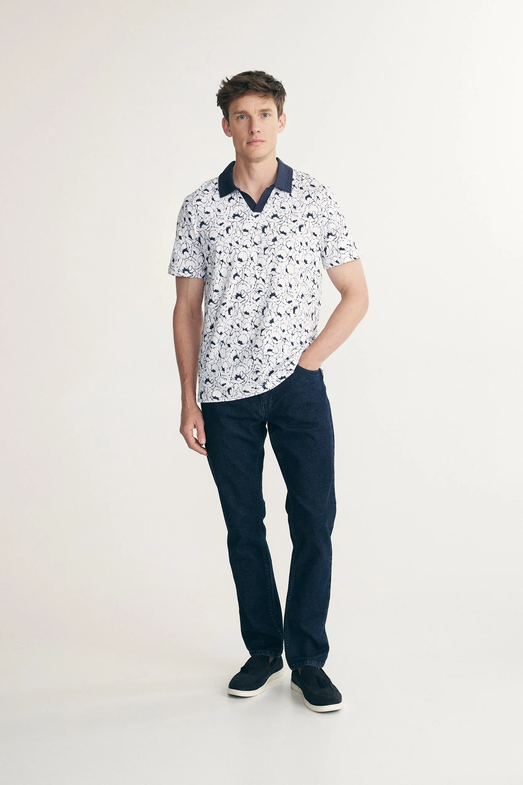 Cotton printed johnny polo - Image 3