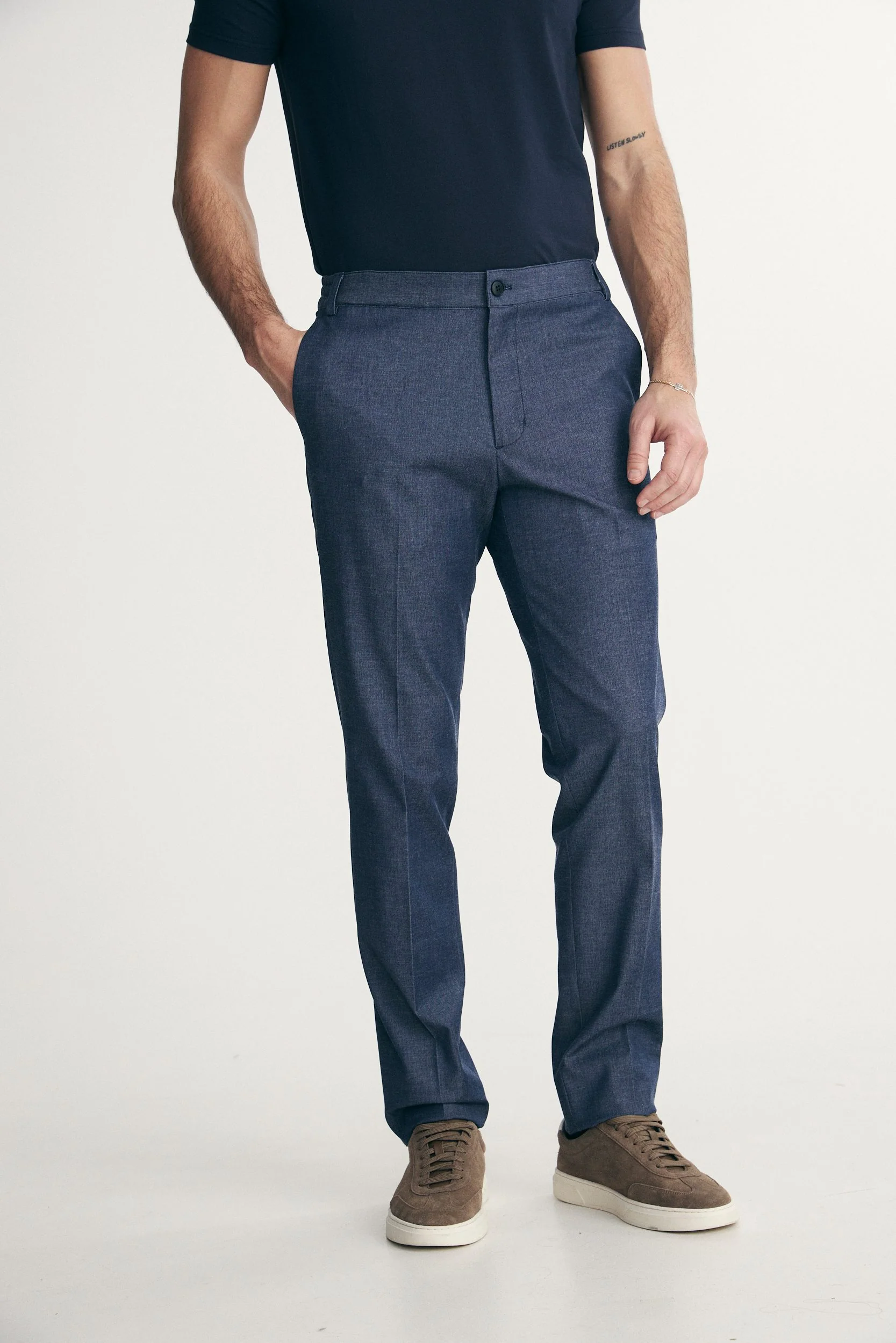 Denim-look Slim-fit pant with elastic sides - Image 3