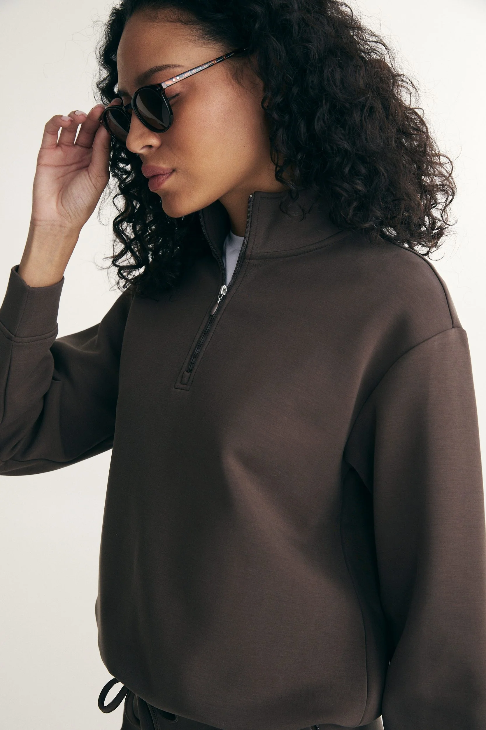 Half zip ponte top