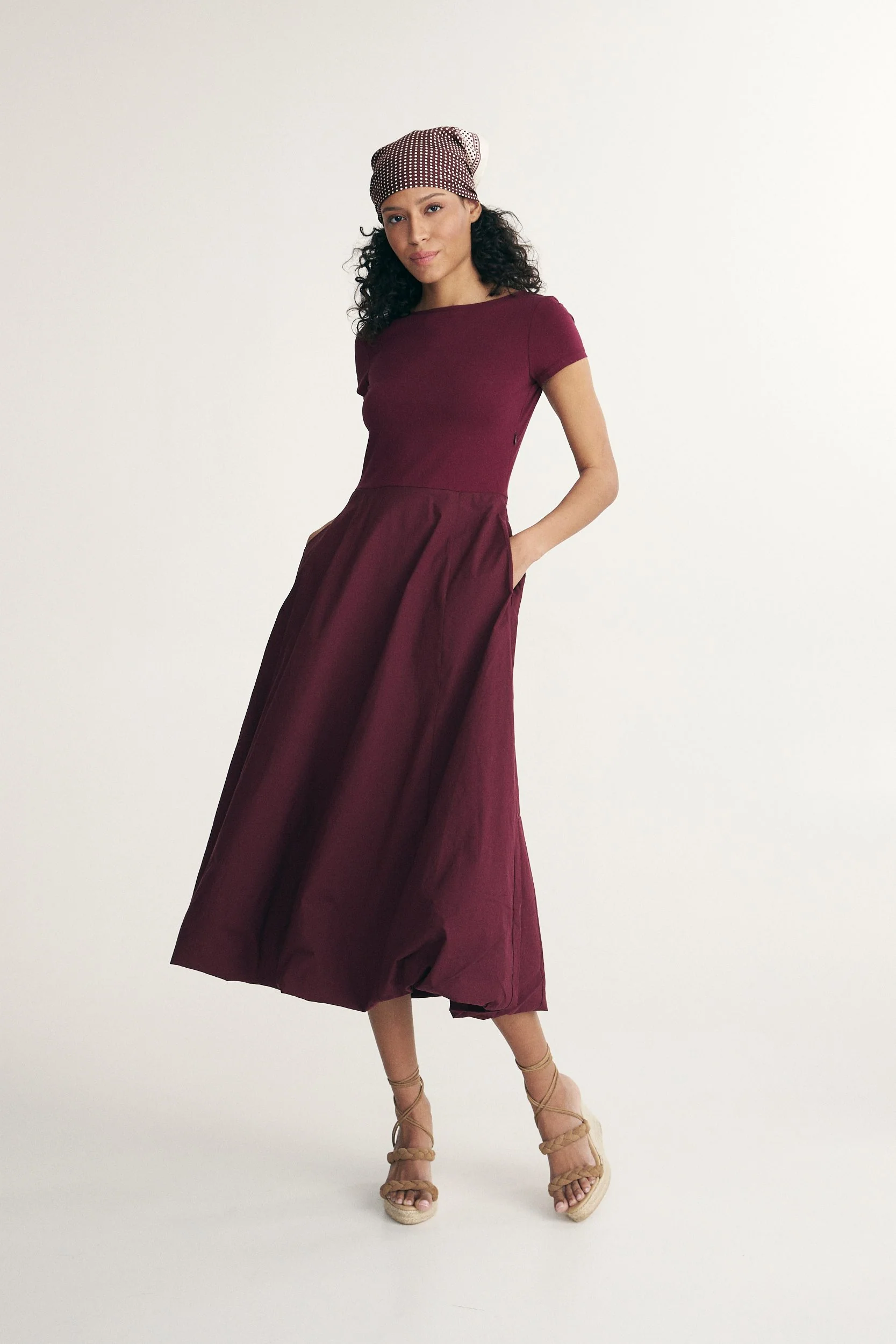Mixed-fabric balloon dress - Image 6