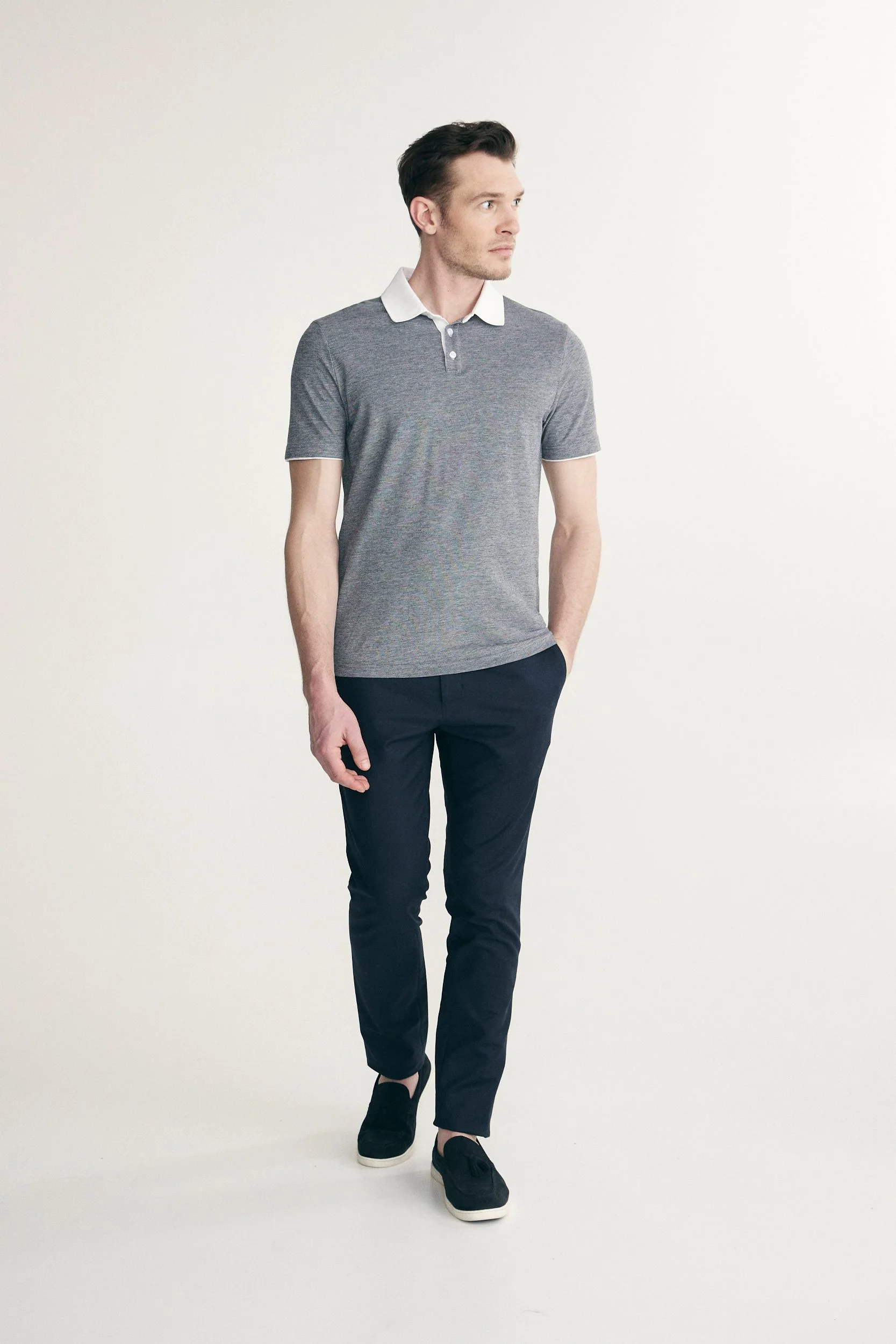 Polo with contrast rib collar - Image 4