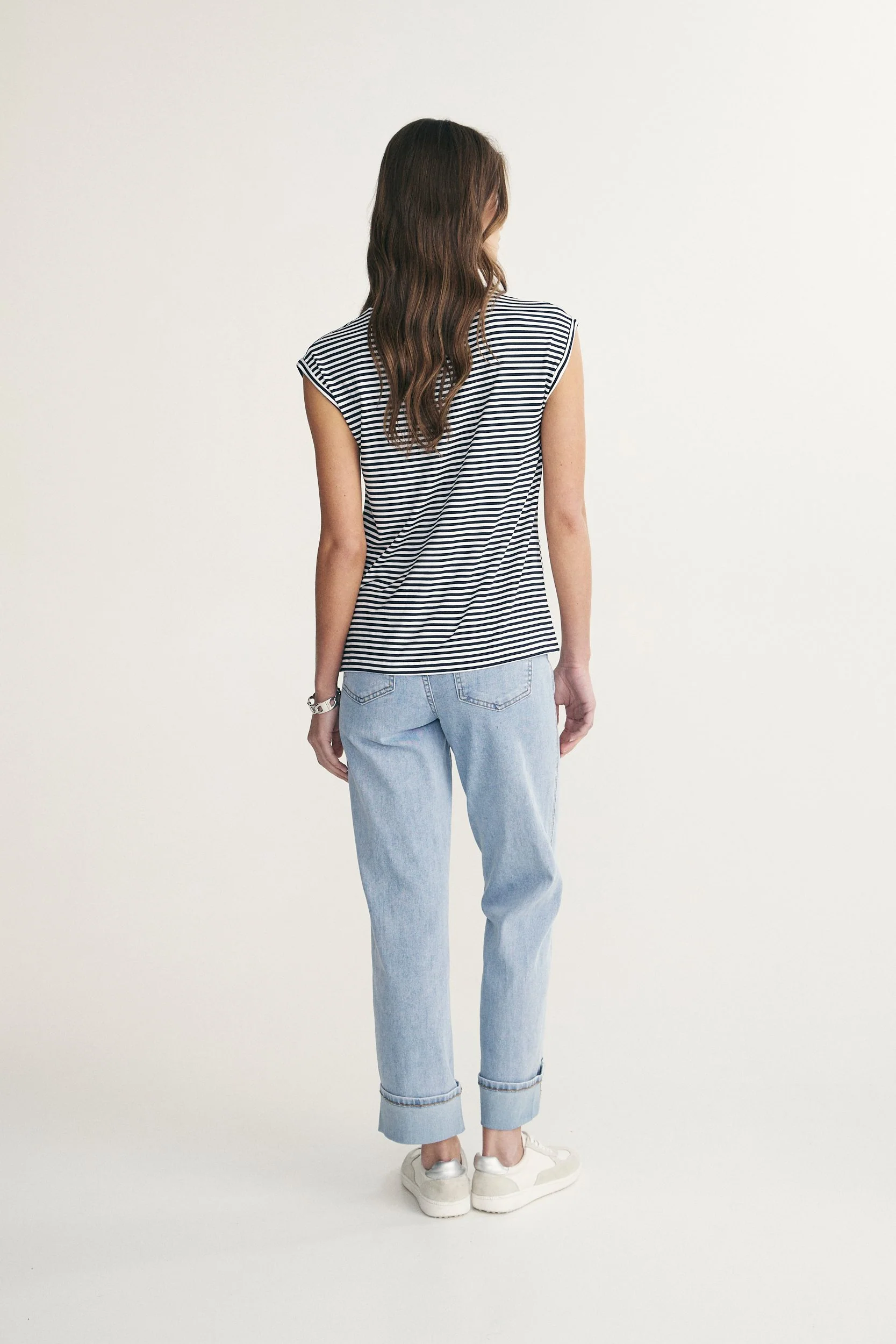 Rolled sleeve striped top - Image 6