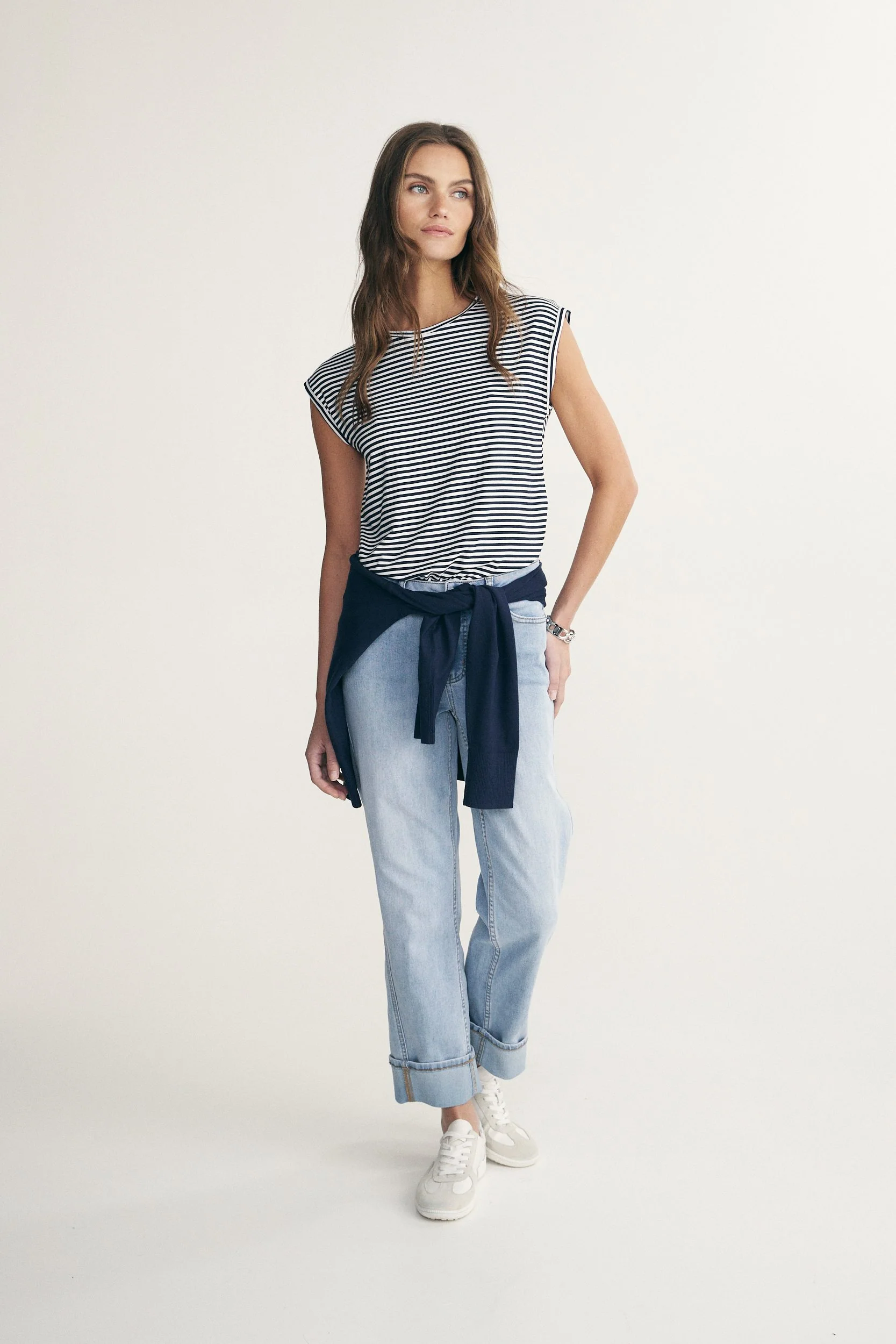 Rolled sleeve striped top - Image 7
