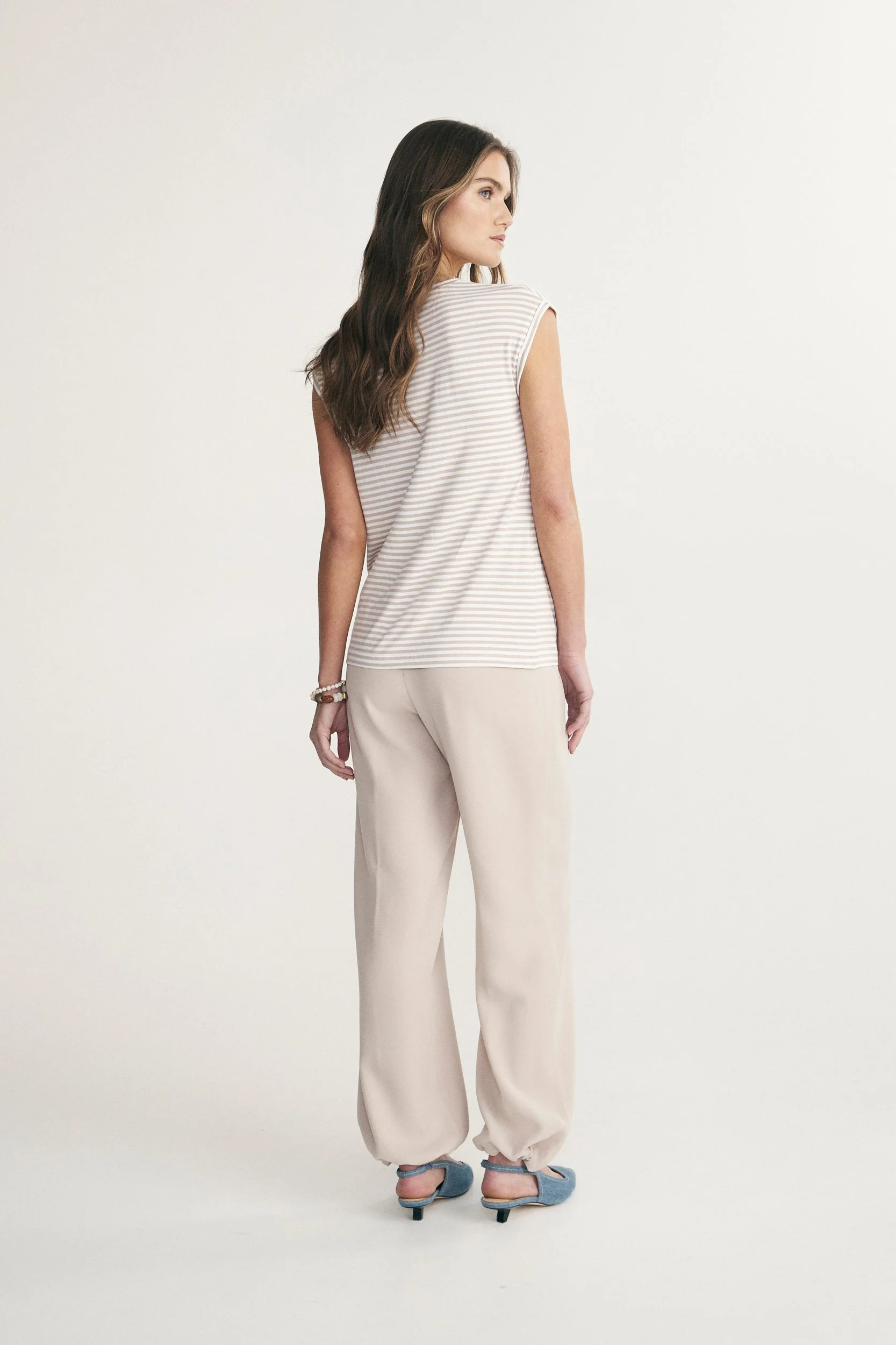 Rolled sleeve striped top - Image 8