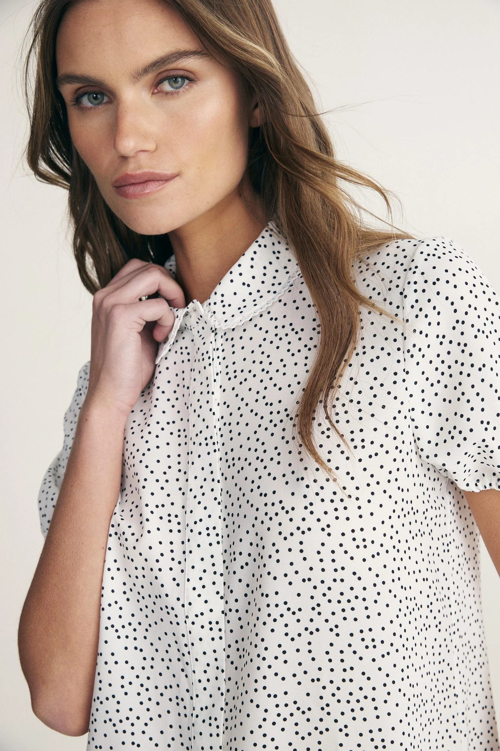 Short sleeve polka dot shirt