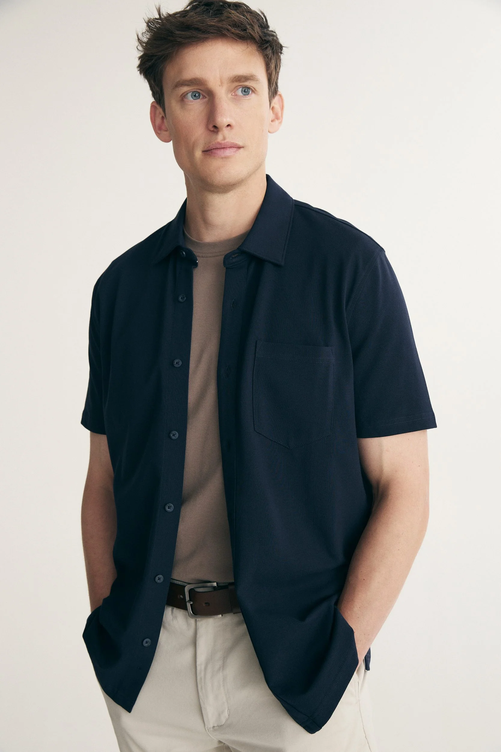Short sleeves pique shirt