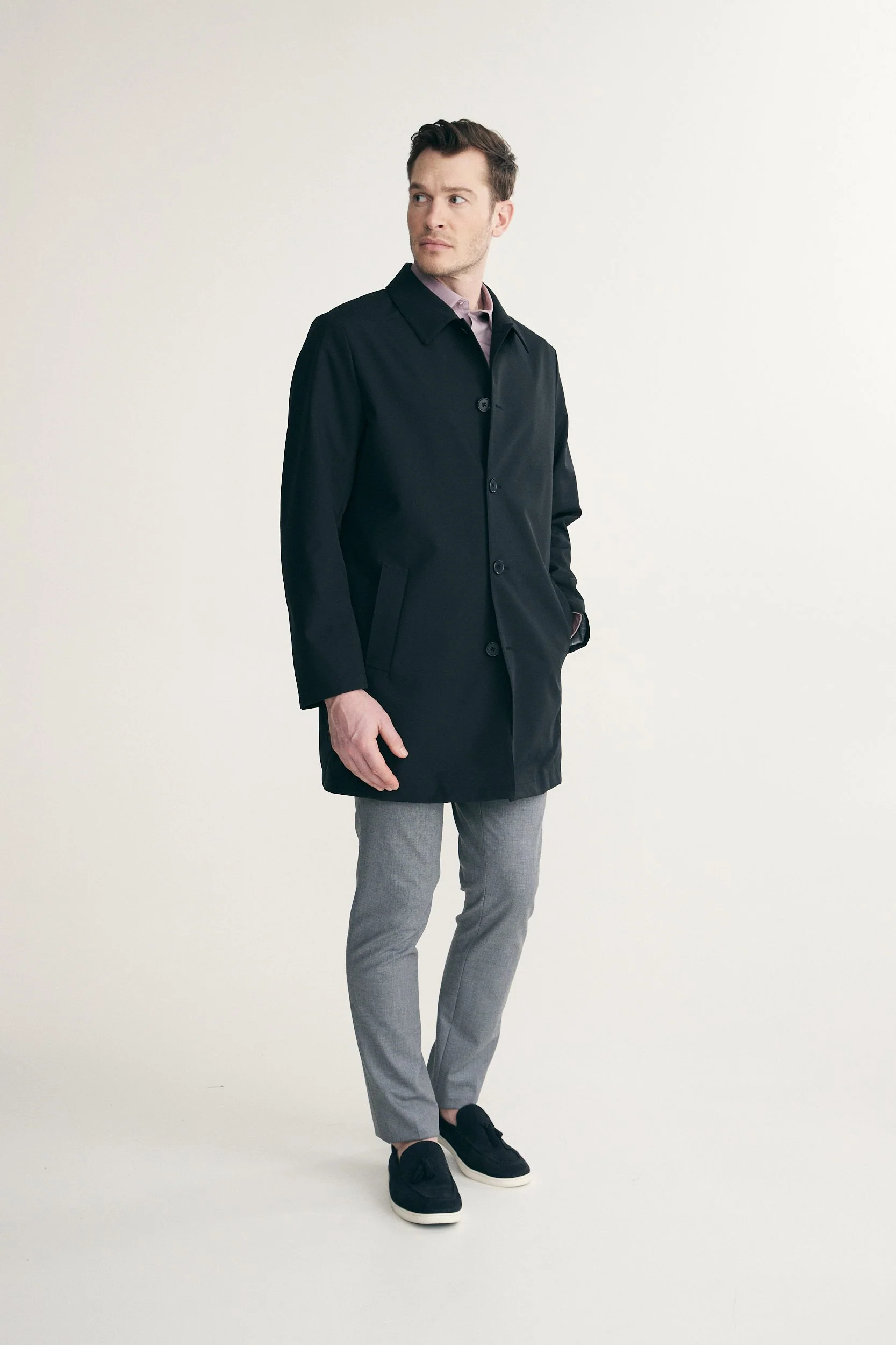 Solid colour trench coat