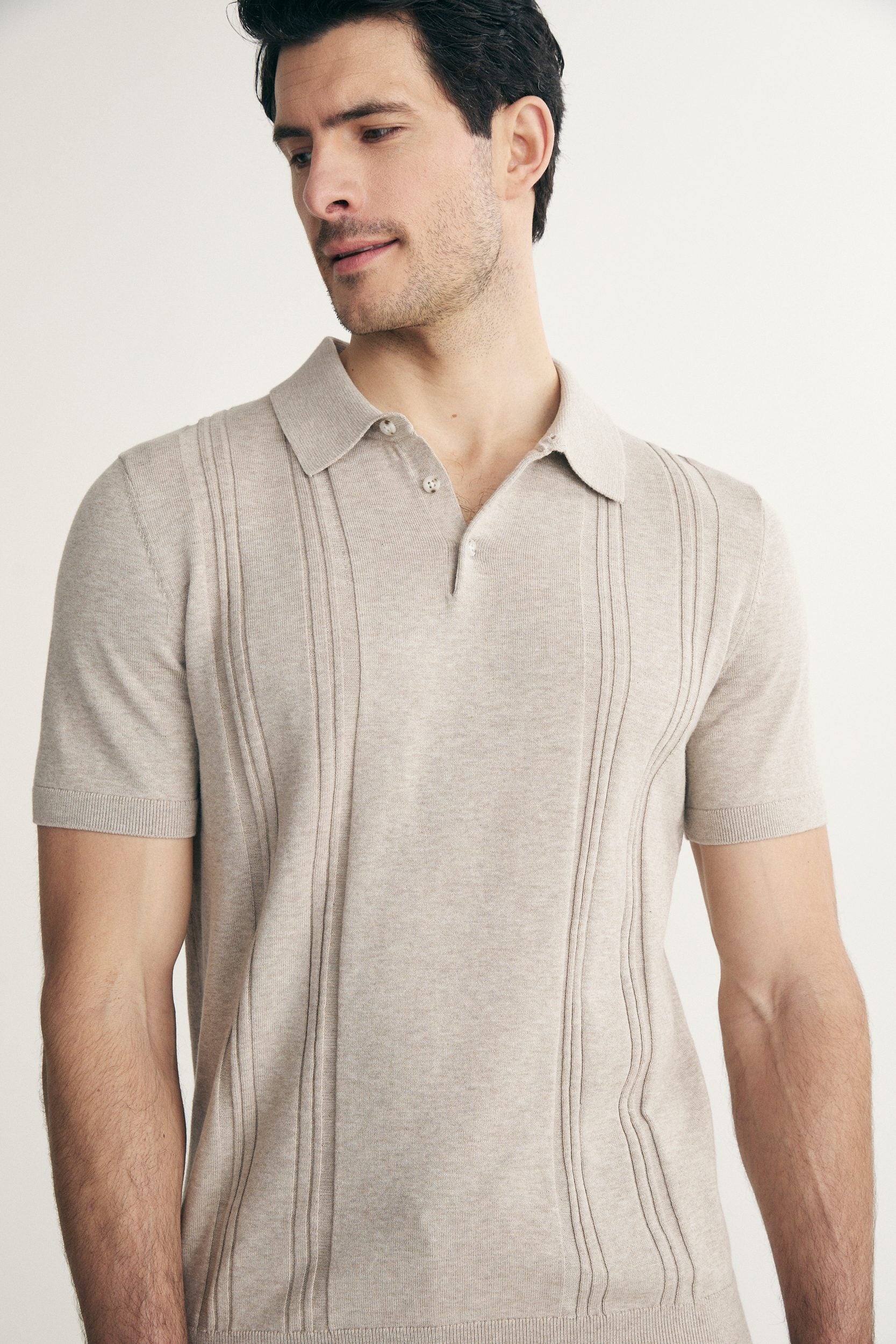 Textured vertical stripes polo - Image 5