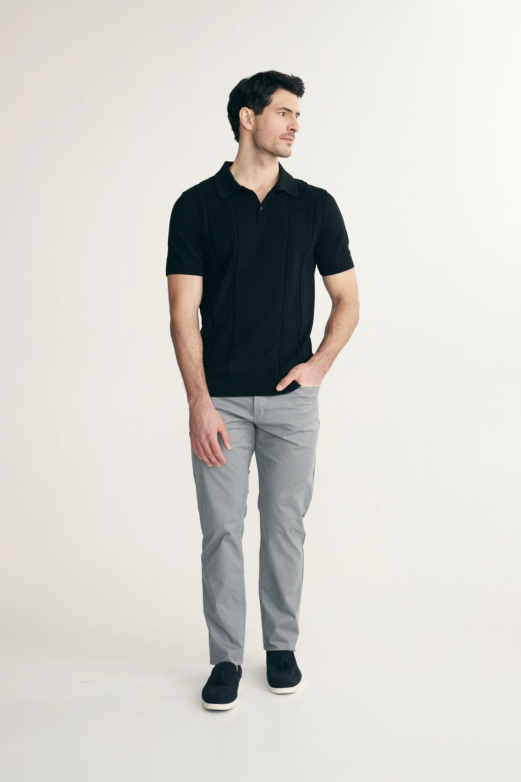 Textured vertical stripes polo - Image 9